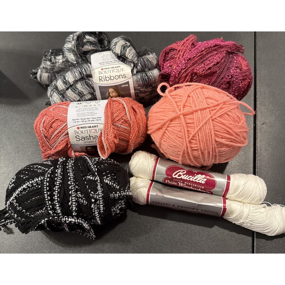 Large Lot Of Yarn‎ 7 Variety Colorful Red Heart Bucilla Crafting Craft